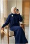 Women's Ribbed Long Knitwear Jile Dress and Sweater Two-Piece Set Hijab - 4