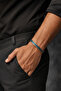 Real Turquoise Snake Skin Detailed Double Magnet Pure Copper Men's Bracelet Adjustable Clasp - 2
