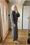 Women's Ribbed Long Knitwear Jile Dress and Sweater Two-Piece Set Hijab - 3