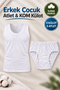Boy's 3 Undershirts 3 Underpants Set 100% Cotton (Seher Authorized Seller) Combed Cotton Fabric -White