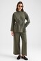 Premium Fabric Tunic Trousers with Shawl Accessories Khaki 9470-Tk - 3