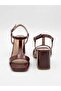 Women's Thick Heeled T-Strap Sandals Square Toe Ankle Strap Stylish Casual Sandals - 3