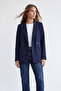 Women's Navy Blue Double-Breasted Collar Buttoned Blazer Jacket Alc-X15732 - 5