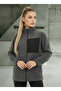 Smoked Women's Fleece Jacket with Front Piece Detail and 3 Pockets - 4