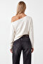 Women's white boat neck printed modal sweatshirt alc-x15731 - 5