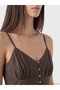 Brown Heart Collar Rope Strap Modal Blend Dress - 3