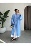 Women's Baby Blue Tencel Slit Buttoned Tunic