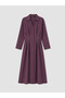 Burgundy Pleated Modal Blend Shirt Dress - 6