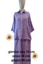 Women's Purple/Lilac Shirt Collar Buttoned Linen Textured Wide Leg Two-Piece Set - 3