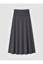Anthracite Elastic Waist Gathered Flared Skirt
