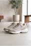 Women's Glitter Detailed Thick Serrated Sole Sneaker Lace-Up Comfortable Walking and Sports Shoes Chunky Casual Sneaker