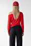 Women's Red Boat Neck Printed Modal Sweatshirt Alc-X15731 - 5