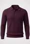 Arco Premium Textured Knitwear Buttoned Polo Collar Long Sleeve Plum Men's Sweater - 7
