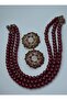 Special Design Choker Necklace and Earring Set - Burgundy - - 2