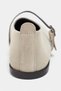 Jade Beige Suede Leather Single Buckle Detail Closed Toe Flat Sole Women's Ballerinas - 8