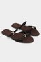 Calina Bitter Brown Suede Double Buckle Flat Sole Women's Slippers - 5