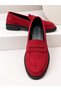 Women's Red Loafer Shoes Suede Classic Daily Stylish Comfort Casual Shoes - 2