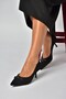 Z676070102 Black Suede Thin Heeled Women's Stiletto Shoes - 3