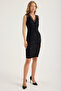Tulle Dv Neckline Dress with Stitching Ribbon - 3