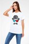 Printed Unisex White T-Shirt with 3D Glasses - 3