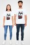 Cute Cat Printed Unisex White T-Shirt with Bow Tie - 4