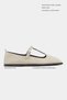 Mabel Beige Suede Leather T-Bar Buckle Detail Closed Toe Flat Sole Women's Ballerinas - 2