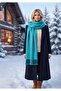 Puffy Soft Textured Thick Tasseled Women's Scarf Oversized Winter Shoulder Shawl Turquoise - 3