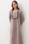 Long Sleeve Buttoned Polka Dot Lace Lycra Viscose Nightgown - 3