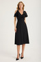 Drawstring V-Neck Sequin Flower Brooch Dress