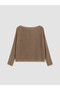 Brown Boat Neck Openwork Women's Knitwear Sweater - 6