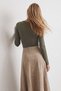 Women's Green Square Collar Jumpsuit with Snap Buttons at the Bottom Bodysuit Alc-X14390 - 5