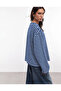 Women's Blue Long Sleeve Striped Long T-Shirt 0098 - 2