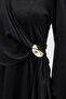 Satin Evening Dress with Buckle Detail - Black - 5