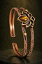 Tiger's Eye Stone Flower Motif Pure Copper Women's Bracelet Handmade Adjustable Clasp