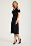 Drawstring V-Neck Sequin Flower Brooch Dress - 2