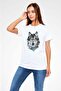 Wolf Printed Unisex White T-Shirt - 3