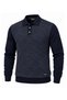 Men's Patterned Polo Collar Snap Fastener Sweater - 4