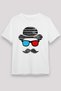 Printed Unisex White T-Shirt with 3D Glasses