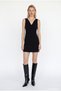 V-Neck Waist-Fitted Mini Dress Black - 4