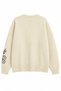 7051 Women's Floral Embroidered Crew Neck Knit Sweater Natural - 3