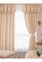Linen Look Background Curtain with Colored Cream Ruffles – Living Room, Bedroom, Kitchen, Children's Room, Balcony - 2