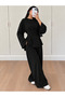 Women's Modal Waist-Fitted Flared Sleeve Wide Leg Pants Two-Piece Set 0242 - 3