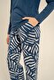 Women's sax long sleeve pajama set, buttoned collar, pocket detailed 50% cotton 50% modal fabric, - 6