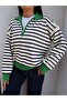Half Zippered Striped Sweater - 3