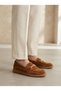 Tan Suede Leather Buckle Women's Casual Shoes