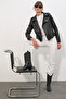 Women's Faux Leather Biker Jacket 1585 - Black - 2