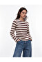Women's Cream Long Sleeve Striped T-Shirt 0015