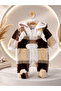 Baby Boy Welsoft Jumpsuit Hooded Zippered Plush Patterned Soft Warm Winter Baby Jumpsuit - 3