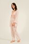 Women's striped dusty pink 3-piece pajama set, boxed pajamas, 50% cotton 50% modal fabric. - 2