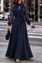 Women's long sleeve turtleneck dress with drop detail, belted waist, and slit - janjan crepe